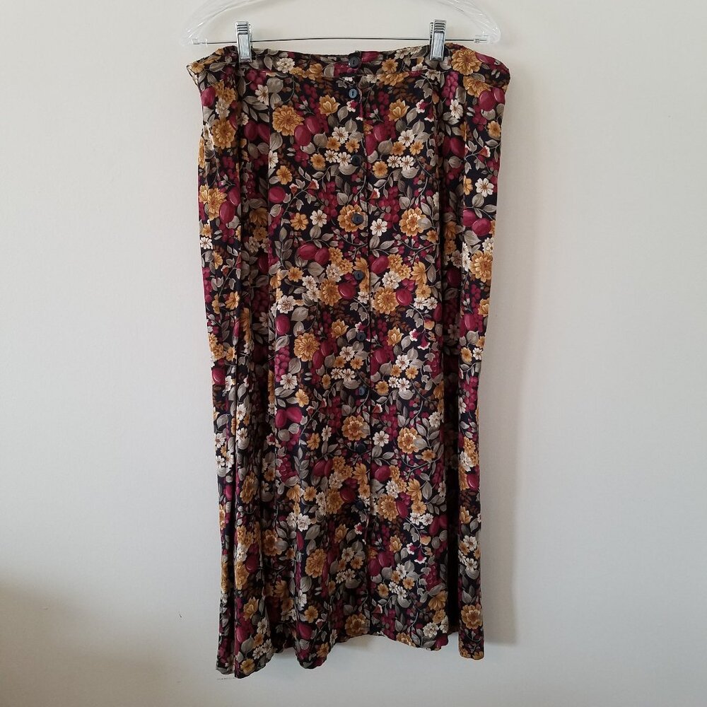 Sag Harbor Plus Size Floral Elastic Button Down Skirt Size XL